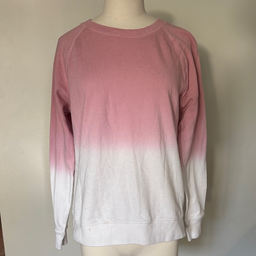 Old Navy Pink and White Ombre French Terry Crewneck Sweatshirt Sz S